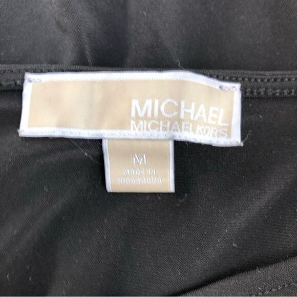 Michael Kors gold link strap black blouse tie sleeve woman’s size M - Picture 3 of 6